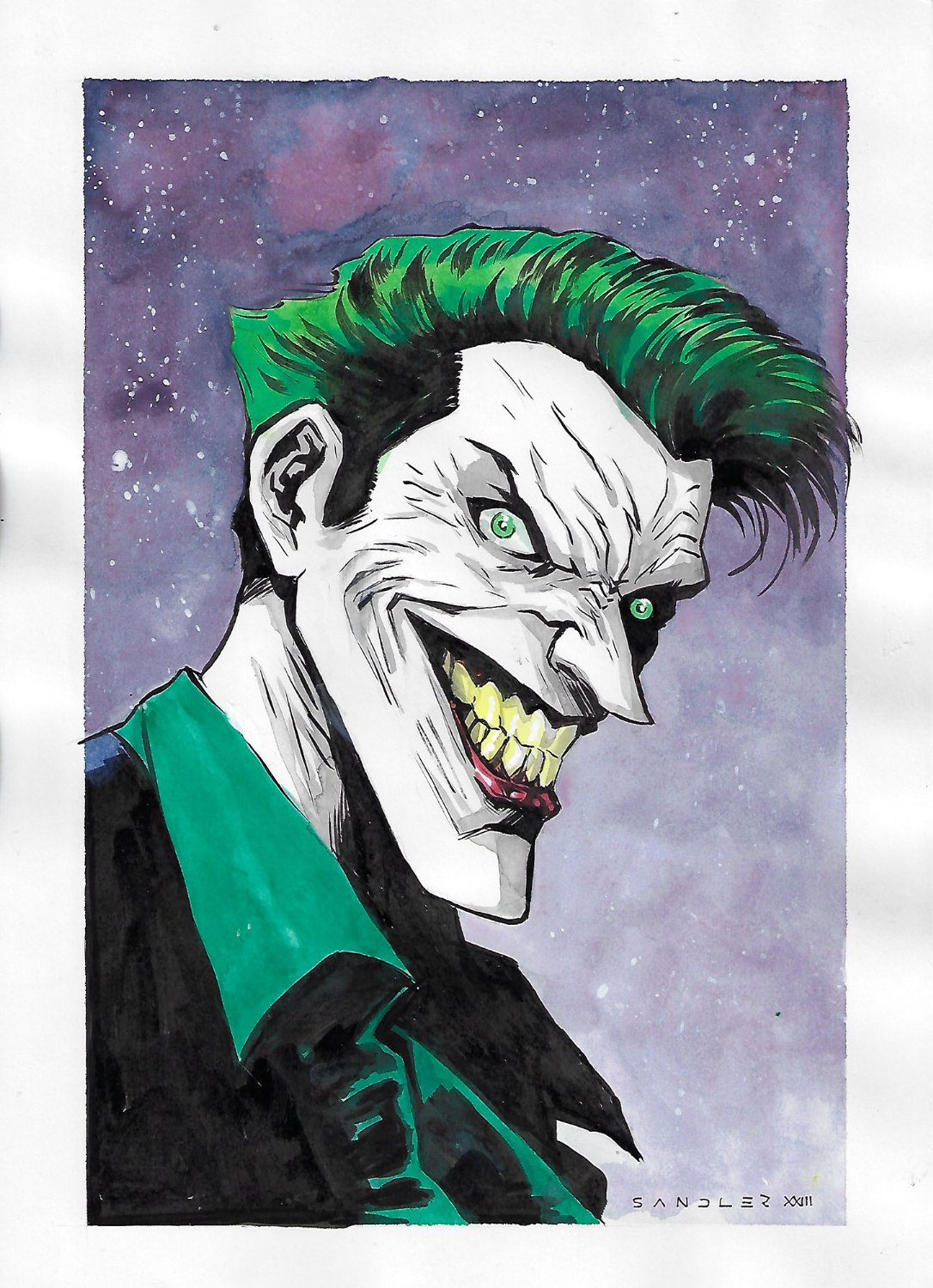 Comic Art For Sale from Splash Page Comic Art, Joker Painted Commission by  Comic Artist(s) Leo Sandler