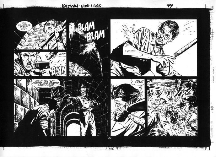 Splash Page Comic Art :: For Sale Artwork :: Batman Nine Lives by artist  Michael Lark